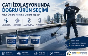 Çatı izolasyonunda doğru ürün seçimi için profesyonel su yalıtım uygulaması yapılan teras çatı görseli.